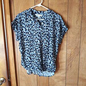 alexander jodan womens short sleeve button down blouse size M